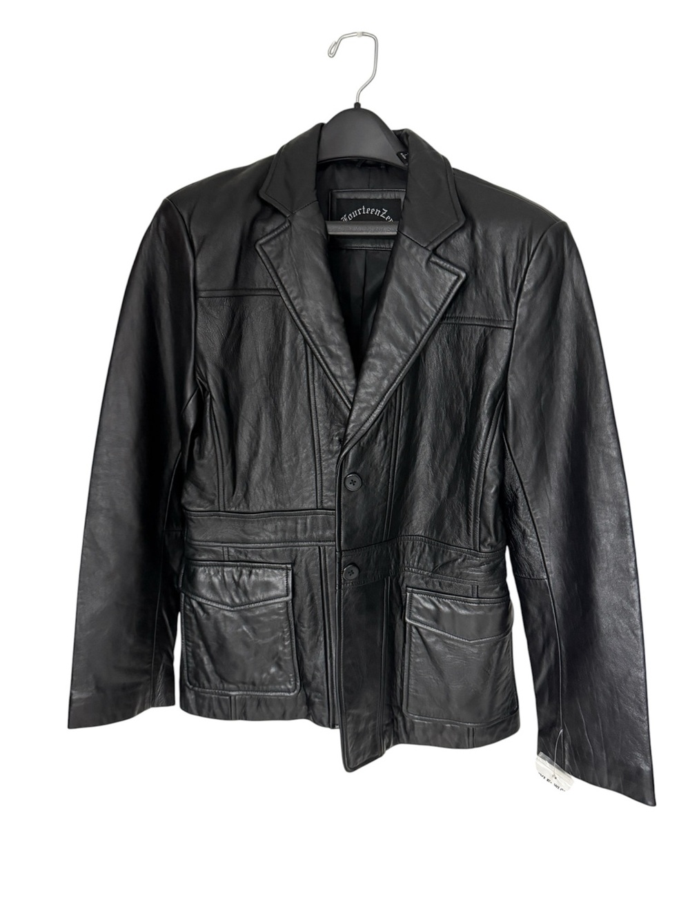 Vintage Fourteen Zero black leather jacket women's blazer style NWT